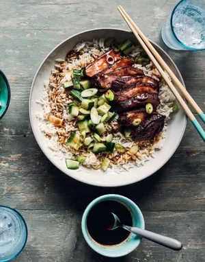 Delicious Hoisin Duck Rice Bowls Wallpaper