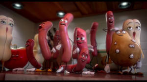 Delicious Sausage Party With Buns And Potatoes Wallpaper
