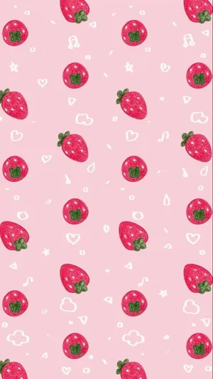 Delightful Pastel Strawberry Artwork Wallpaper