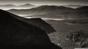 Delphi Valley Black And White Wallpaper