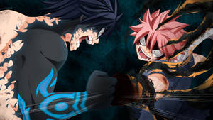 Demon Slayer Natsu Bravely Battling Gray Wallpaper