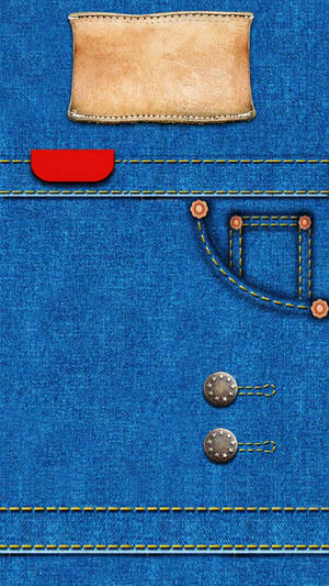 Denim Fabric With Leather Label Wallpaper