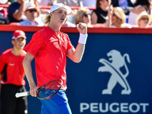 Denis Shapovalov During Tennis Match Wallpaper