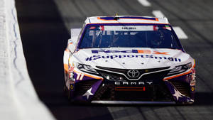 Denny Hamlin White Race Car Wallpaper