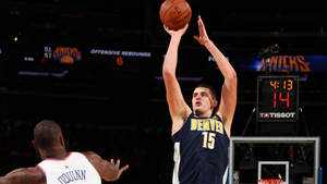 Denver Nuggets Nikola Jokić Jump Shot Wallpaper