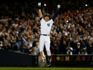 Derek Jeter Jumping In The Field Wallpaper