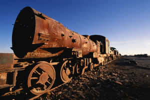 Deserted Rusty Train Wreck Wallpaper