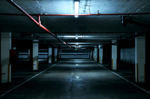 Desolate Dark Building Parking Lot Wallpaper