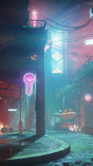 Destiny 2 1080x1920 City Neon Lights Wallpaper