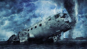 Destroyed Airplane In Tornado Wallpaper