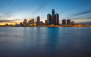 Detroit Skyline Sunset Wallpaper