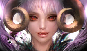 Devil Horns Succubus Close-up Wallpaper