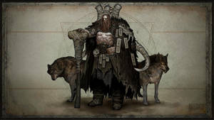 Diablo 4 Barbarian With Wolves Wallpaper