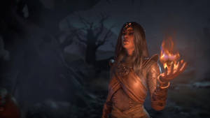 Diablo 4 Sorceress Magic Fire Wallpaper