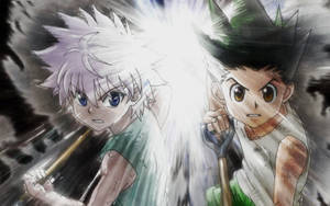 Digging Gon And Killua Cartoon Wallpaper