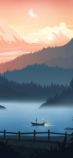 Digital Art Lake Iphone 13 Pro Wallpaper