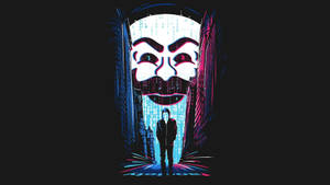 Digital Art Street With Hacker Mask Wallpaper