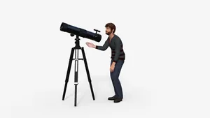 Digitally Rendered Man Astronomy Telescope Wallpaper