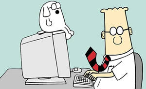 Dilbert And Dogbert On Monitor Wallpaper