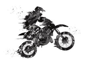 Dirt Bike Monochrome Art Wallpaper