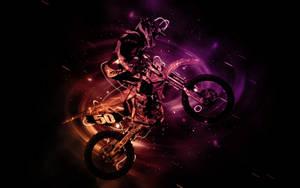 Dirt Bike Pink Orange Poster Wallpaper