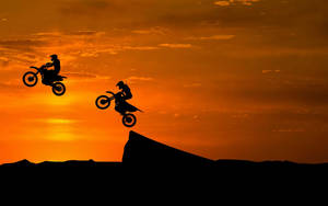 Dirt Bike Sunset Silhouette Wallpaper