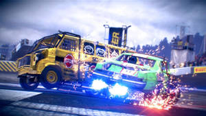 Dirt Showdown Colliding Cars Wallpaper