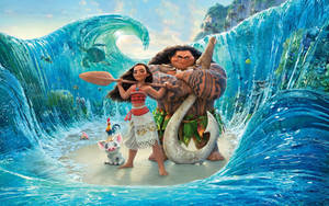 Disney 4k Ultra Wide Moana Maui Parting Sea Wallpaper