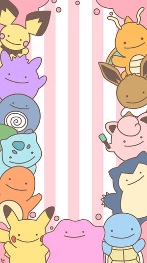 Ditto Pokemon Stripes Wallpaper
