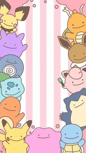Ditto Pokemon Stripes Wallpaper