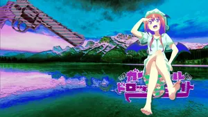 Dive Into The Digital - Vaporwave Satania Aesthetic Pfp Wallpaper