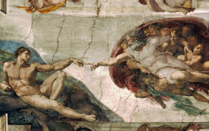 Divine Connection - Hand Of God Reaching Out To Adam, As Depicted In The Sistine Chapel Wallpaper