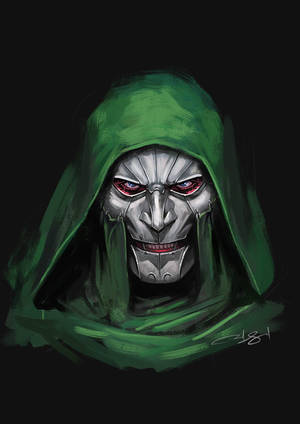 Doctor Doom Green Coat Painting Wallpaper