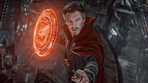 Doctor Strange In A Dark Room With A Glowing Light Wallpaper