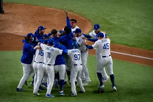 Dodgers Celebrationon Field.jpg Wallpaper