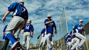 Dodgers Players Walking Field Wallpaper