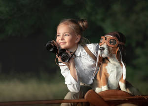 Dog And Girl Happy Moment Wallpaper