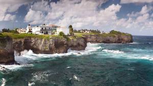 Dominican Republic Cliffside House Wallpaper