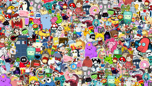 Doodle Cartoon Character Stickers Wallpaper