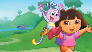 Dora The Explorer And Boots Walking Wallpaper