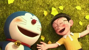 Doraemon And Nobita Lying On The Grass 4k Wallpaper