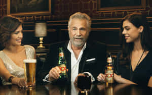 Dos Equis Beer Advertisementwith Actorand Models Wallpaper