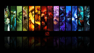 Dota 2 Logo And Heroes Wallpaper