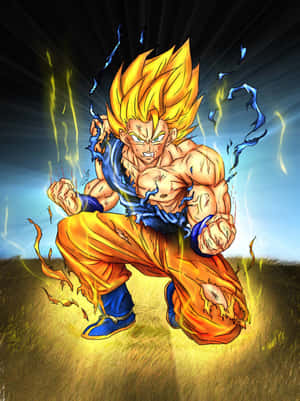 Dragon Ball Z Super Saiyan Goku's Ripped Costume Wallpaper