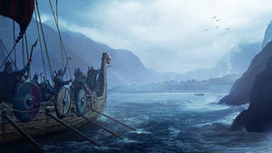 Dragon Head Viking Ship Wallpaper