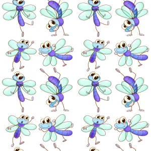 Dragonfly Cartoon Pattern Wallpaper