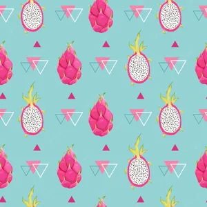 Dragonfruit Cute Patterns Pastel Green Background Wallpaper