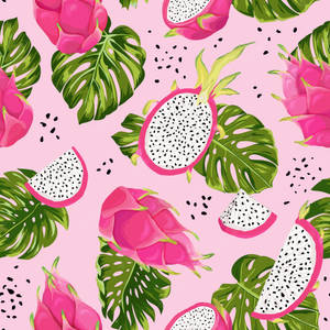 Dragonfruit Tropical Pattern Cute Background Wallpaper