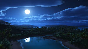 Dramatic Landscape Of A Beautiful Night Wallpaper