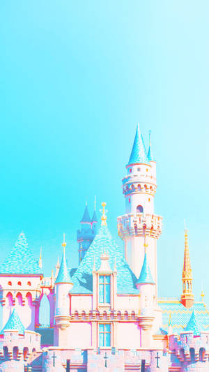 Dreamy Pastel-colored Disney Castle Wallpaper